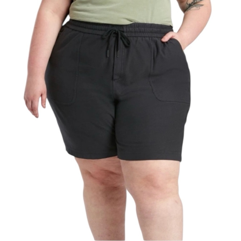 Athleta Farallon Bermuda 9” Shorts Black Women’s 2X Cotton Stretch Pull-On